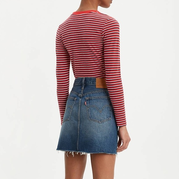 Levi’s High Rise Deconstructed Button Fly Skirt - Picture 5 of 11